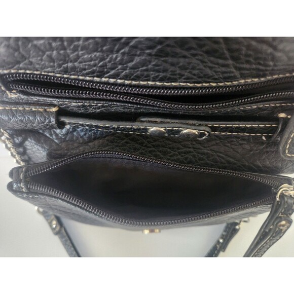 Nine West Black Crossbody Purse Multipocketed Pebble Faux Leather Fold Over - Picture 4 of 9